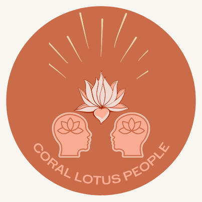 Coral Lotus People Counseling logo for therapy practice of Natalie Brunelle-Tran, Licensed Professional Counselor specializing in EMDR and multicultural counseling in Austin and online throughout Texas