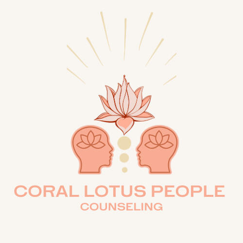 Coral Lotus People Counseling emblem representing trauma-informed and culturally attuned therapy by Natalie Brunelle-Tran, LPC
